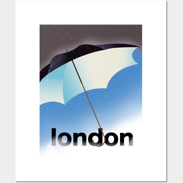 London Umbrella vacation poster Wall Art by nickemporium1